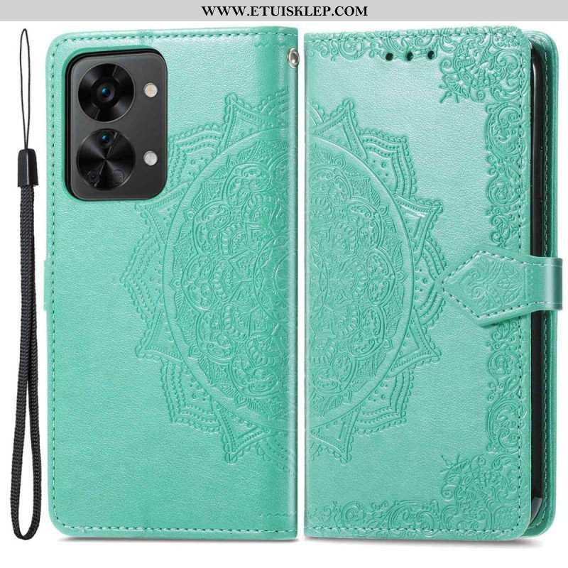 Etui Folio do OnePlus Nord 2T 5G z Łańcuch Uchwyt Na Kartę Z Paskiem Mandala